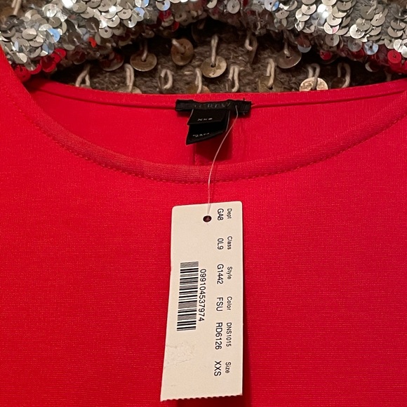 J. Crew red asymmetrical ponte short sleeve top - Picture 2 of 7